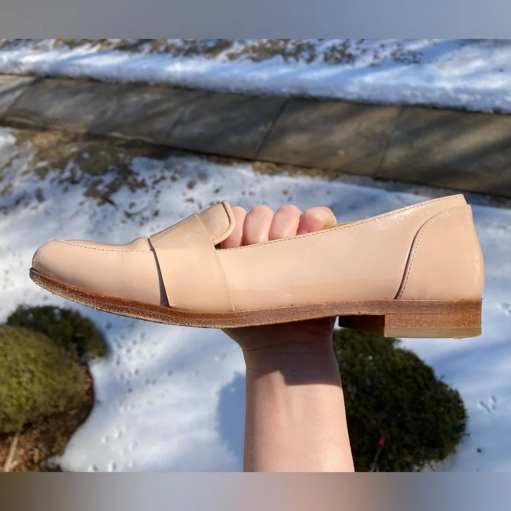 Sézane Light Blush Pink Nude Patent Leather Loafers